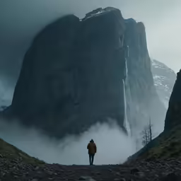 a man is standing alone and staring into the distance