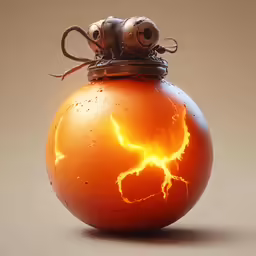 an orange with a spider sitting on top
