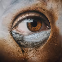 the close up view of a horse eye