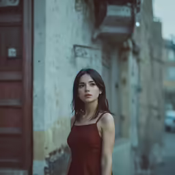 a woman standing in front of a doorway