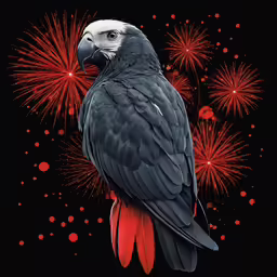 an illustration of a large black bird with red feathers