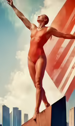 a woman is standing on a large american flag