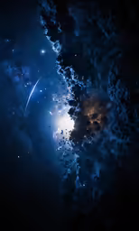 an abstract space photo with stars and the moon