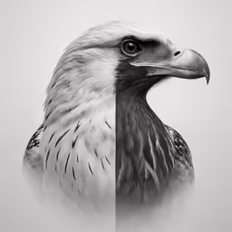 a drawing of a bald eagle on a white background