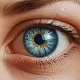 a blue eye has bright orange iris