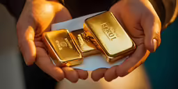 some gold bars are in some hands