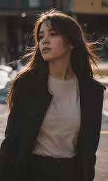 an image of a woman walking on the street