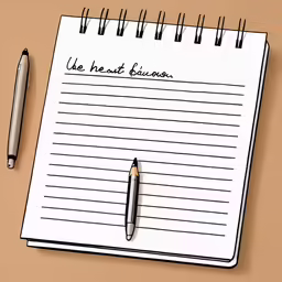 a notepad with a pen on it next to a pencil