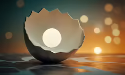 an unusual white vase has a strange light inside it