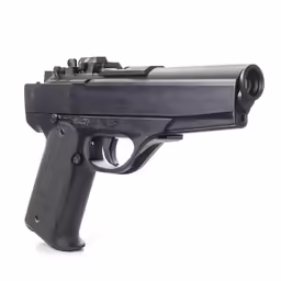 a black 1911 pistol, with an empty side