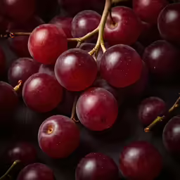 closeup image of grapes and stems on the table