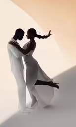 two people are posing for a photo in a pose