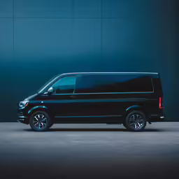 the black van has been painted with black details