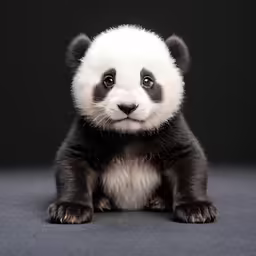 a small panda bear sitting with its head up
