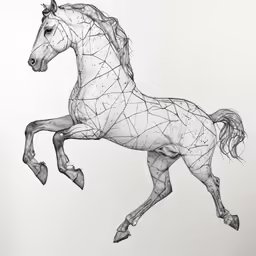 a white horse runs in the air