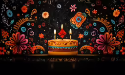 there are many small candles in the decorated cake