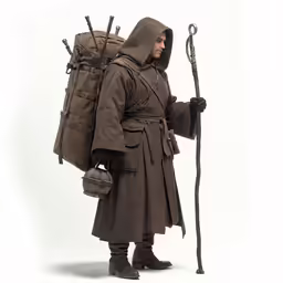 a man with a large backpack and poles