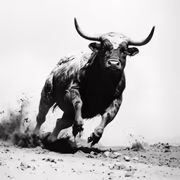 a cow running on dirt in the daytime