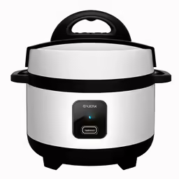 a black and white slow cooker