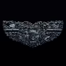 a black background with a skull in the center