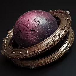 a close up of an artistic object with a ball inside of it