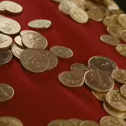 there are many coins placed on the table