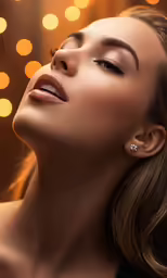 a model posing for a picture wearing earrings and makeup