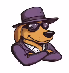 the dog in glasses and hat has his arms crossed