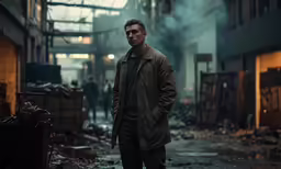 a man in the rain wearing a coat