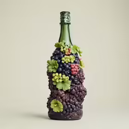 a bottle that has grapes inside of it