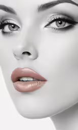 a woman with pink lips, lashes and long eyelashes