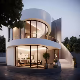 an unusual round home with curved balcony