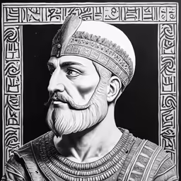 an image of an ancient man in black and white