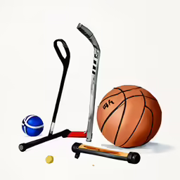 a drawing of a basketball ball, a hammer, a basketball, and cray mallet