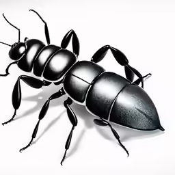 an ant beetle crawling in front of a white background