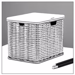 white wicker basket with handle