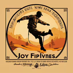 a photo of a poster advertising an adventure to enjoy the outdoors,an old style poster with a man running on skis