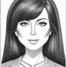 a drawing of a woman with long dark hair