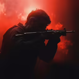 a man holding a rifle in his hand