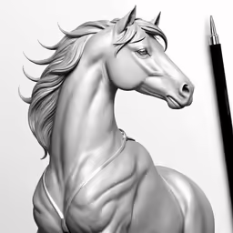 an ink drawing of a horse wearing lingerie