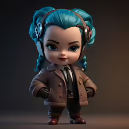 a doll dressed in the style of an officer in a coat