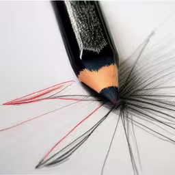 a black pencil resting on a piece of paper,the pencil