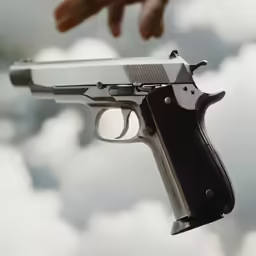 there is a gun that is being held by someone