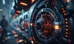a sci - fim spaceship is in a building