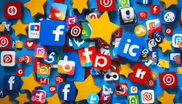 various social media icons grouped together on a background,several different types of social media logos are seen here
