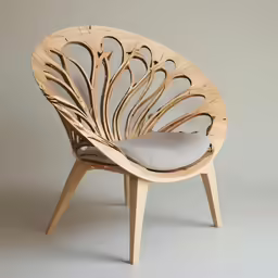the wooden chair is designed to look like a leaf