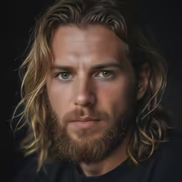 the long blonde haired man has a beard