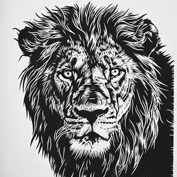 a black and white lion drawn on paper,a picture of a lion in black and white