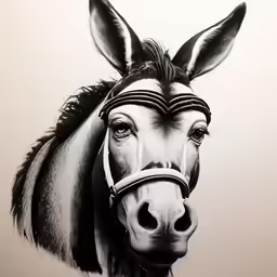 a black and white drawing of a horse