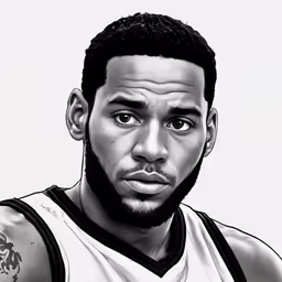 a drawing of a man with tattoos on his arms